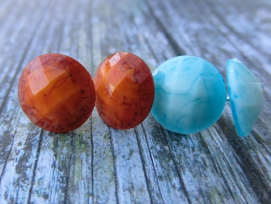 Preview: Ohrstecker rund Kreis Muster Maserung